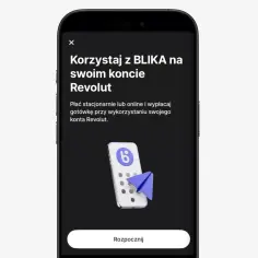 Aplikacja Revolut pozwala korzystać z BLIKA do płatności online i stacjonarnych oraz wypłat gotówki.