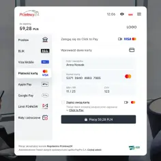 Zaloguj się do Click to Pay, aby zapłacić 59,28 PLN kartą. Wpisz dane karty i CVV.