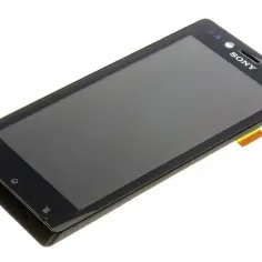 Czarny ekran dotykowy do telefonu Sony Xperia J z widocznym złączem taśmowym.