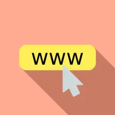 Żółty przycisk z napisem "WWW" i kursorem myszy.