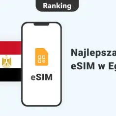 Ranking najlepszej karty eSIM w Egipcie. Flaga Egiptu obok telefonu z ikoną eSIM.