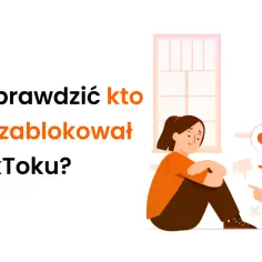 Smutna dziewczyna zastanawia się, jak sprawdzić czy ktoś zablokował mój numer na TikToku. Wokół niej symbole odrzucenia i krytyki.
