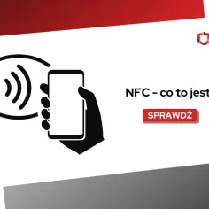 Ikona symbolizująca technologię NFC, gdzie smartfon zbliża się do okręgu z falami. Dowiedz się, NFC – co to jest?