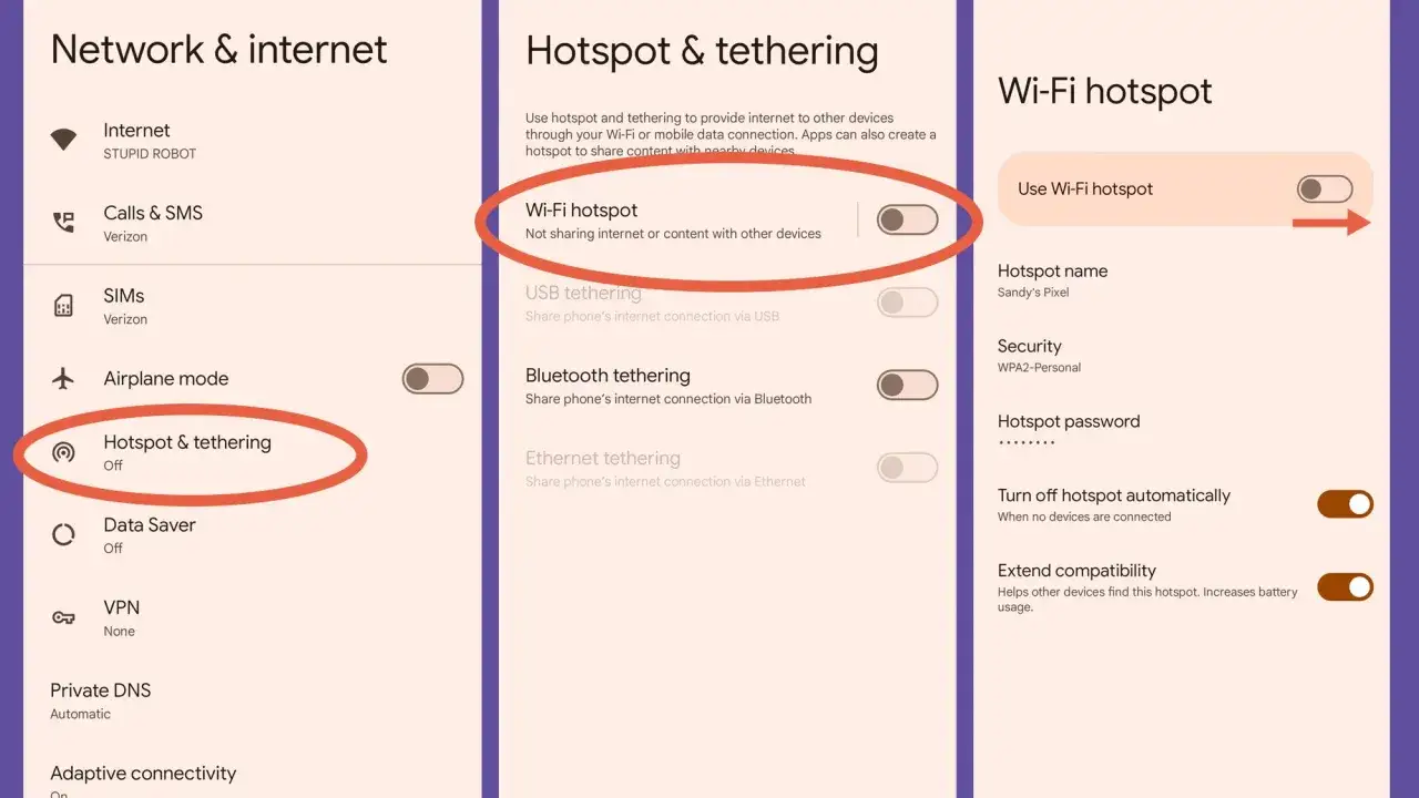 Ekran telefonu z ustawieniami sieciowymi. Widoczna opcja 