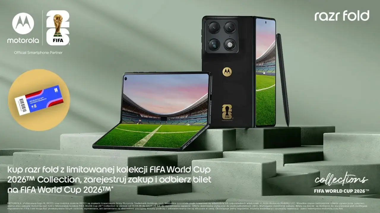 Składany smartfon motorola razr fold w limitowanej kolekcji FIFA World Cup 2026™ z biletem na mecz.