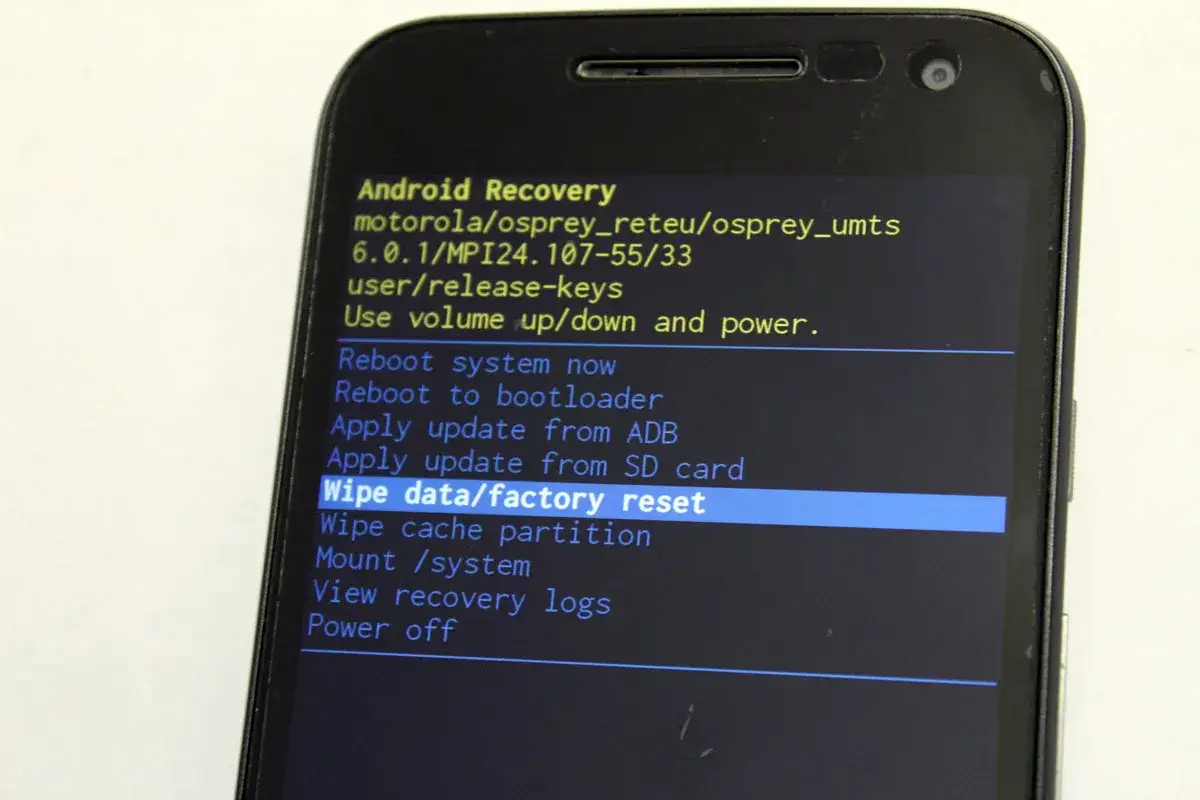 Ekran Android Recovery. Wybierz