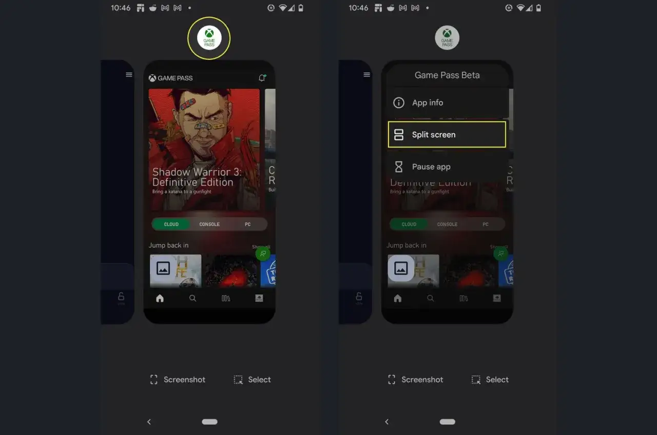 Jak podzielić ekran na 2? Na prawym ekranie telefonu widać menu z opcją