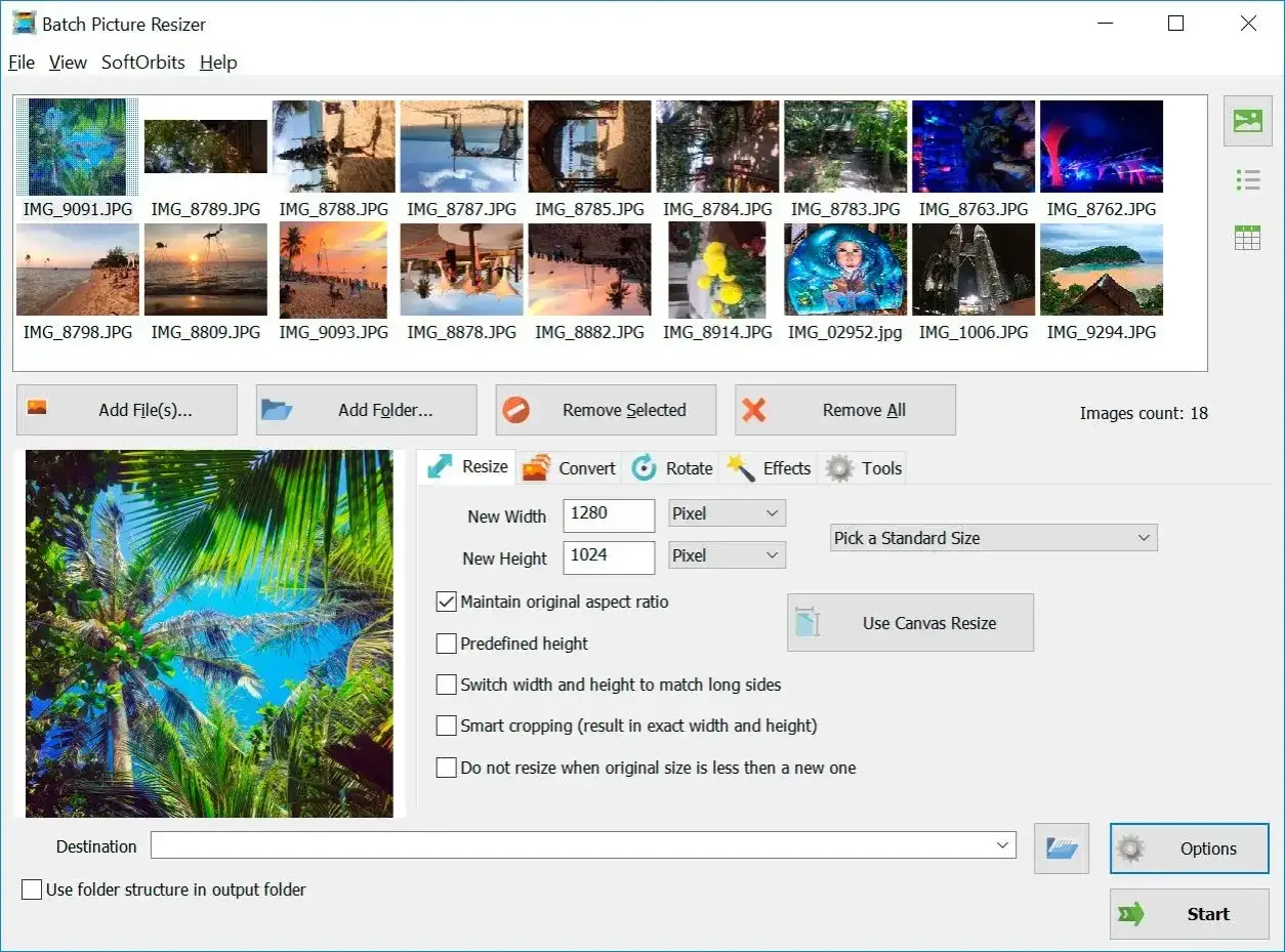 Program do zmiany rozmiaru JPG. Widok okna aplikacji 