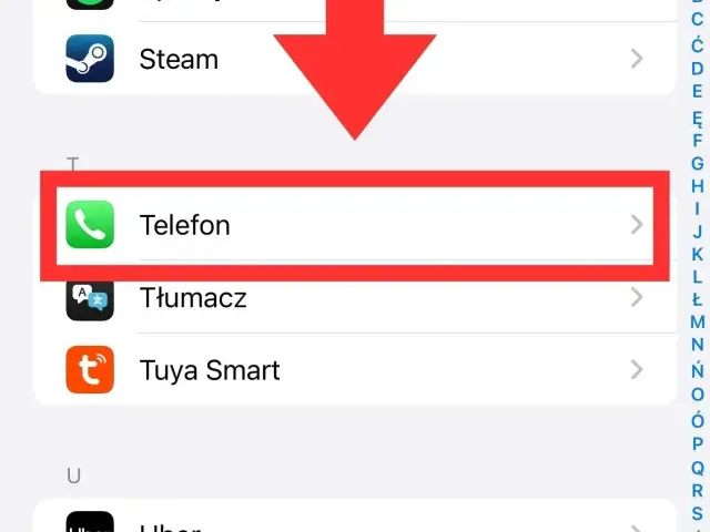Zaznaczony "Telefon" na liście aplikacji. Chcesz wiedzieć, jak dzwonić z zastrzeżonego? Tutaj znajdziesz potrzebne ustawienia.